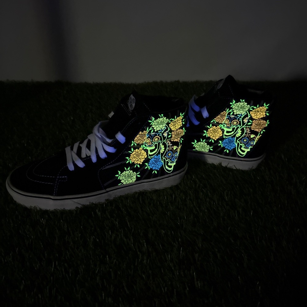 Vans Sk8-Hi Dia De Los Muertos Glow High Top Shoes 721278 Mens 8.5 Womens 10